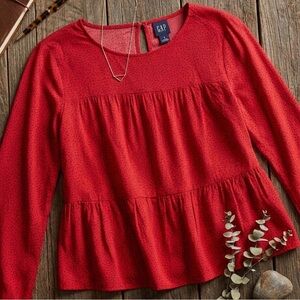 GAP red and black printed twee workwear blouse Size Large